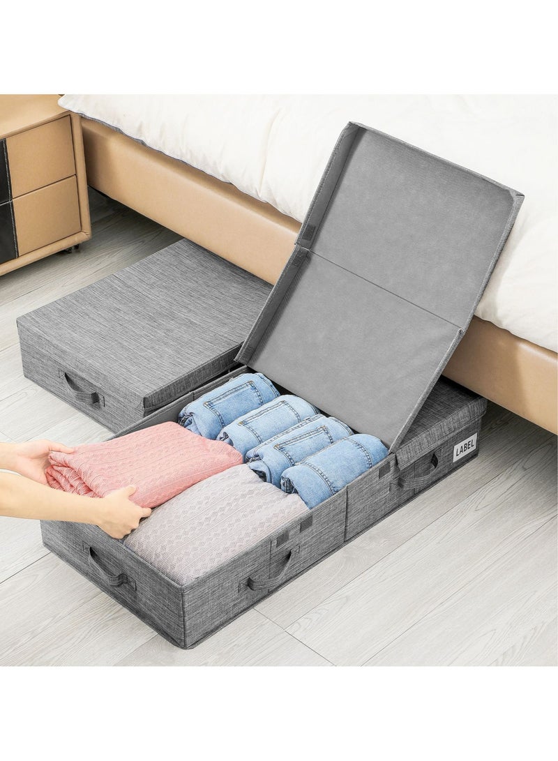 AUTOYSUR 2 pack Underbed Storage Container Bins with Lids,Under Bed Storage Organizer with Sturdy Handles Sidewalls Bottom,Foldable Clothes Bag Large,Grey  - Image 2