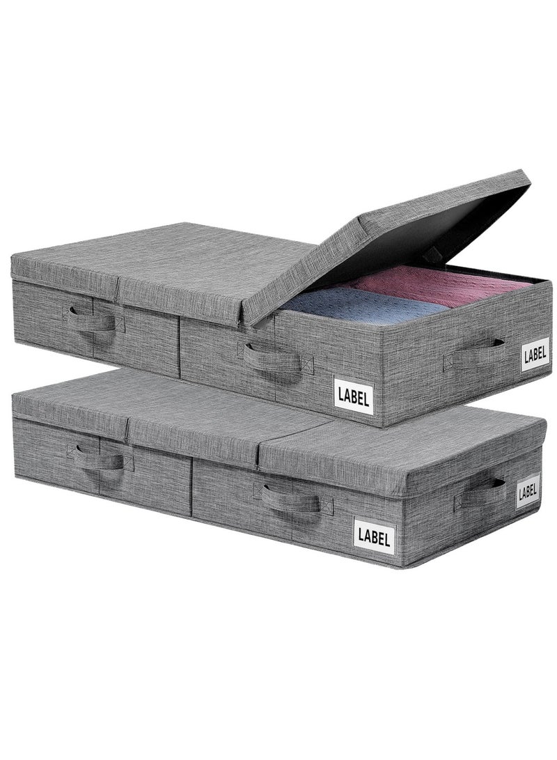 AUTOYSUR 2 pack Underbed Storage Container Bins with Lids,Under Bed Storage Organizer with Sturdy Handles Sidewalls Bottom,Foldable Clothes Bag Large,Grey  - Image 1