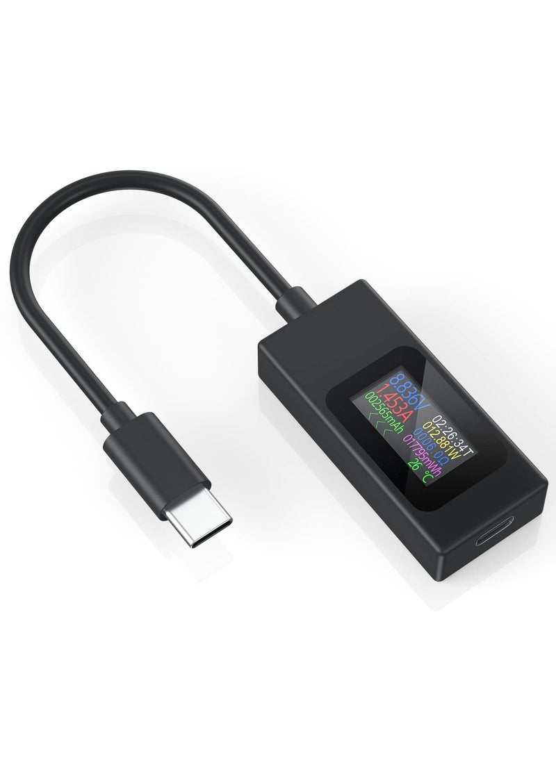 USB C Power Meter Testers, Type C Voltage and Current Tester Meter, USB C Voltage Current Voltmeter Amp Volt Ammeter Detector USB Cable Charger Indicator - Image 1