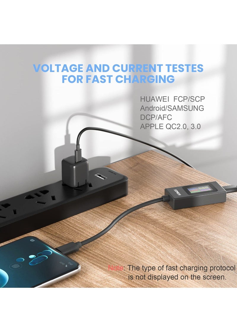 USB C Power Meter Testers, Type C Voltage and Current Tester Meter, USB C Voltage Current Voltmeter Amp Volt Ammeter Detector USB Cable Charger Indicator - Image 5