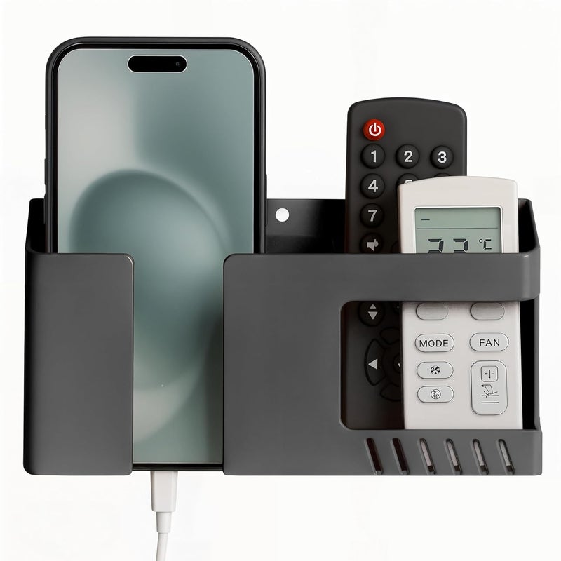 WALLVIEW TECH Mobile Phone Charging Stand, Multi-Functional Storage Holder, Bedside Fixed Rack, Bedroom, Office Accessories, Portable Electronic Devices (Black) - Image 1