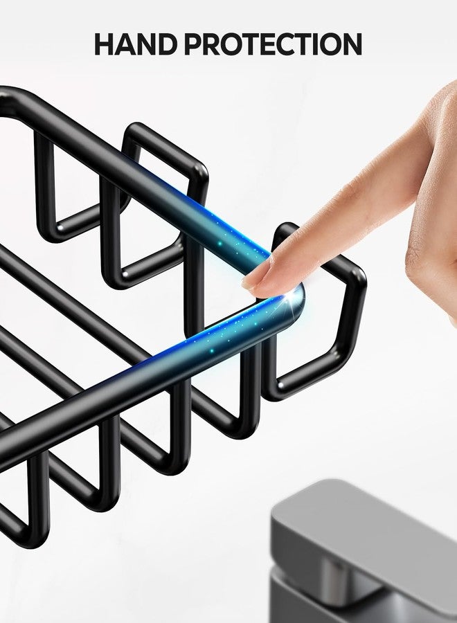 Nieifi Soap Dish Holder with 4 Hooks Stainless Steel Black Adhesive for Shower, Bathroom - Image 4