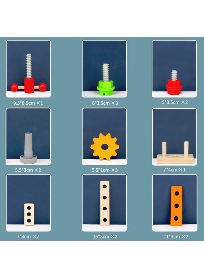 يونيكبيبي طقم أدوات خشبية للأطفال، ألعاب تقمص الأدوار وأدوات ورشة العمل، لعبة تركيب تعليمية، صندوق ألعاب أدوات نجارة خشبية، مجموعة أدوات محاكاة مونتيسوري، لعب خيالية ممتعة مع منشار ومطرقة ومفك وصواميل ومسامير، هدية مثالية للأولاد والبنات - Image 3