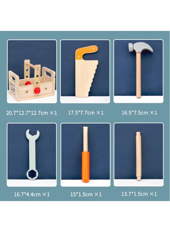 يونيكبيبي طقم أدوات خشبية للأطفال، ألعاب تقمص الأدوار وأدوات ورشة العمل، لعبة تركيب تعليمية، صندوق ألعاب أدوات نجارة خشبية، مجموعة أدوات محاكاة مونتيسوري، لعب خيالية ممتعة مع منشار ومطرقة ومفك وصواميل ومسامير، هدية مثالية للأولاد والبنات - Image 4