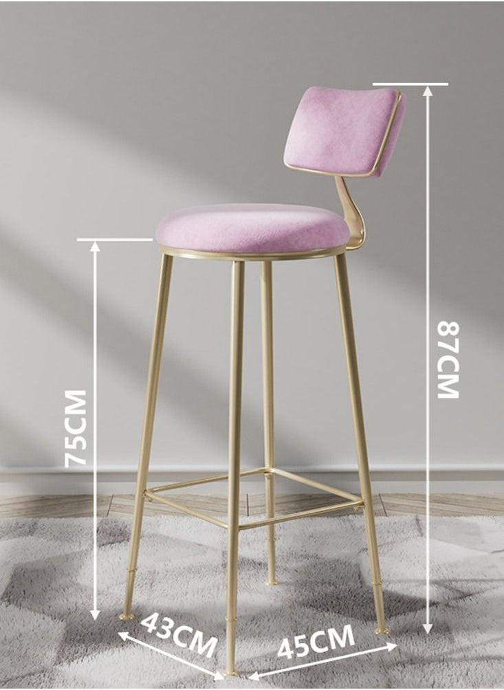CityRiya-Long - Bar Stools Round Counter Height Bar Chairs with Footrest High Chair Stools with Sturdy Steel Frame for Dining Room, Kitchen, Party - Image 1