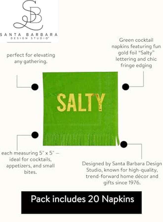 Santa Barbara Design Studio 20-Count Fringed Paper Beverage Napkin Pack Party Cocktail Napkins, 5" x 5", Salty - Image 4