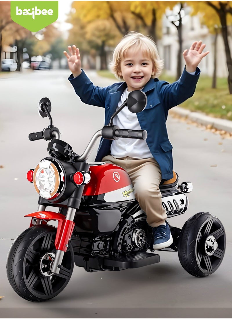 BAYBEE Baybee Electric Bike for Kids | Rechargeable Kids Bike with LED Lights, USB & Music | Big Battery Operated Bikes | Ride on Toy for Kid to Drive 2 Years to 5 Years Boys Girls (Red)  - Image 2