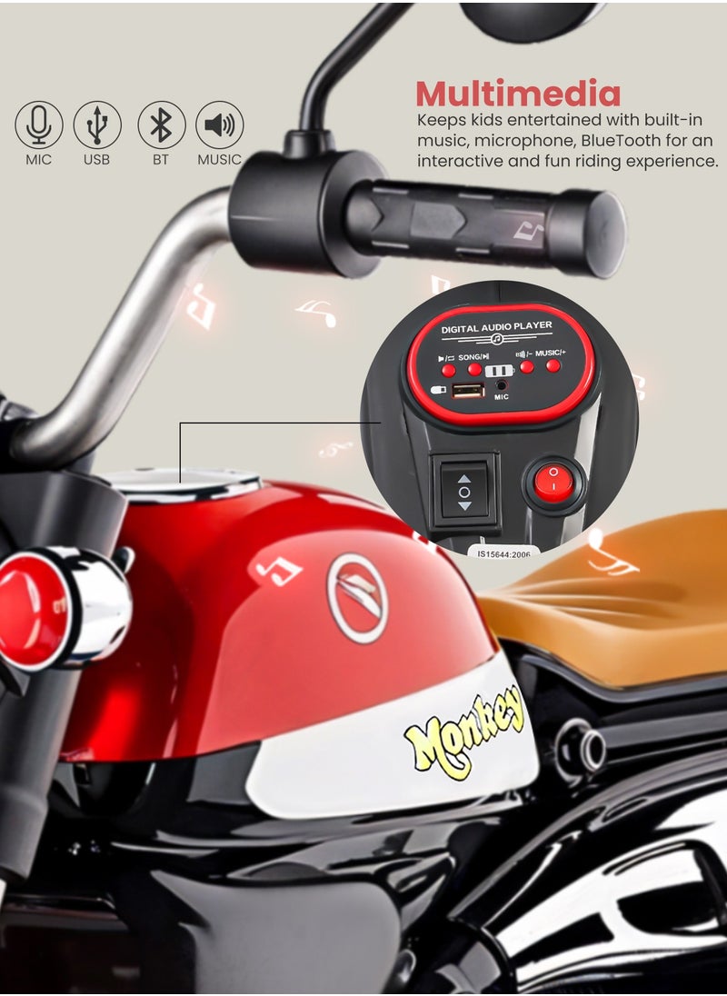 BAYBEE Baybee Electric Bike for Kids | Rechargeable Kids Bike with LED Lights, USB & Music | Big Battery Operated Bikes | Ride on Toy for Kid to Drive 2 Years to 5 Years Boys Girls (Red)  - Image 4