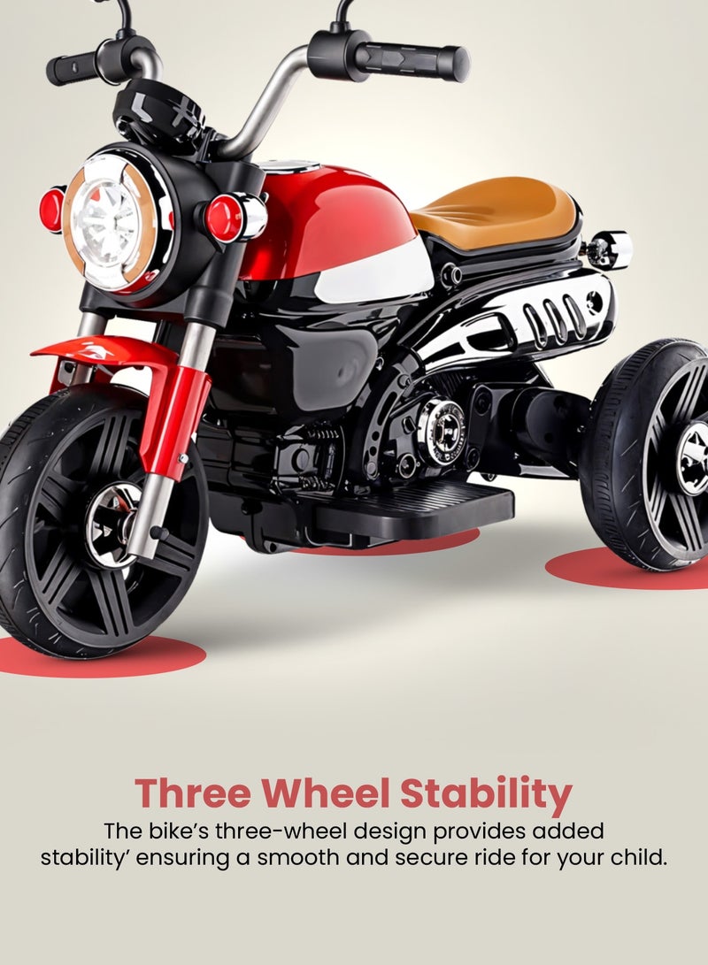 BAYBEE Baybee Electric Bike for Kids | Rechargeable Kids Bike with LED Lights, USB & Music | Big Battery Operated Bikes | Ride on Toy for Kid to Drive 2 Years to 5 Years Boys Girls (Red) - Image 5
