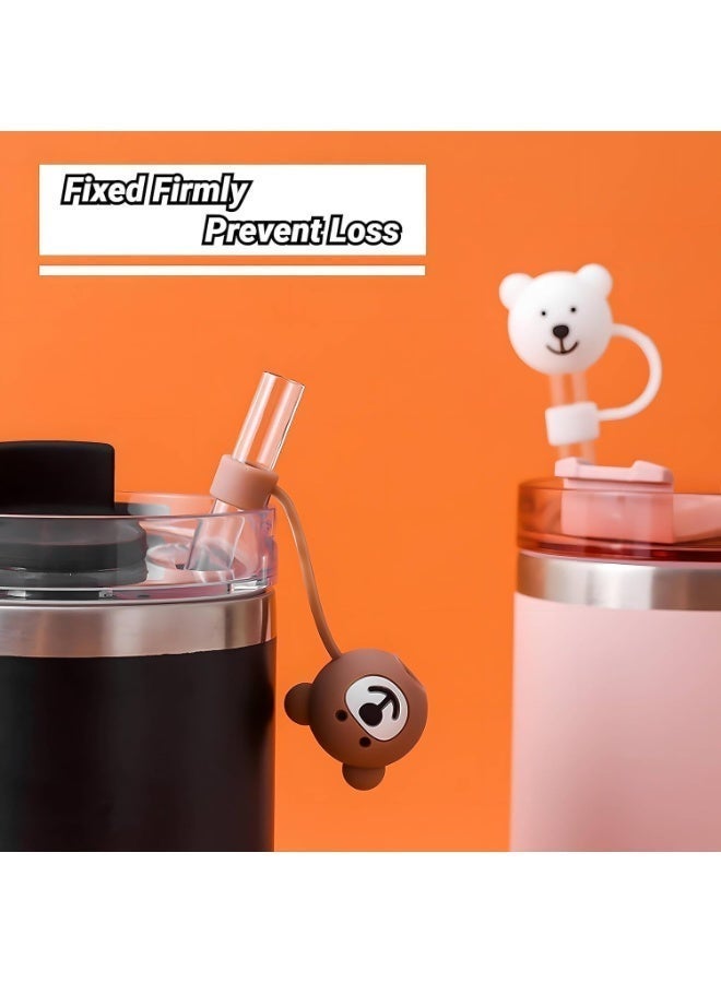 CLENEA 3 Pack Straw Cover for Stanley Cups,Cute bear Straw Protector Cover Compatible with Stanley 30&40oz Silicone Straw Topper Caps for Stanley Cups Accessories- BPA Free Soft Silicone - Image 5
