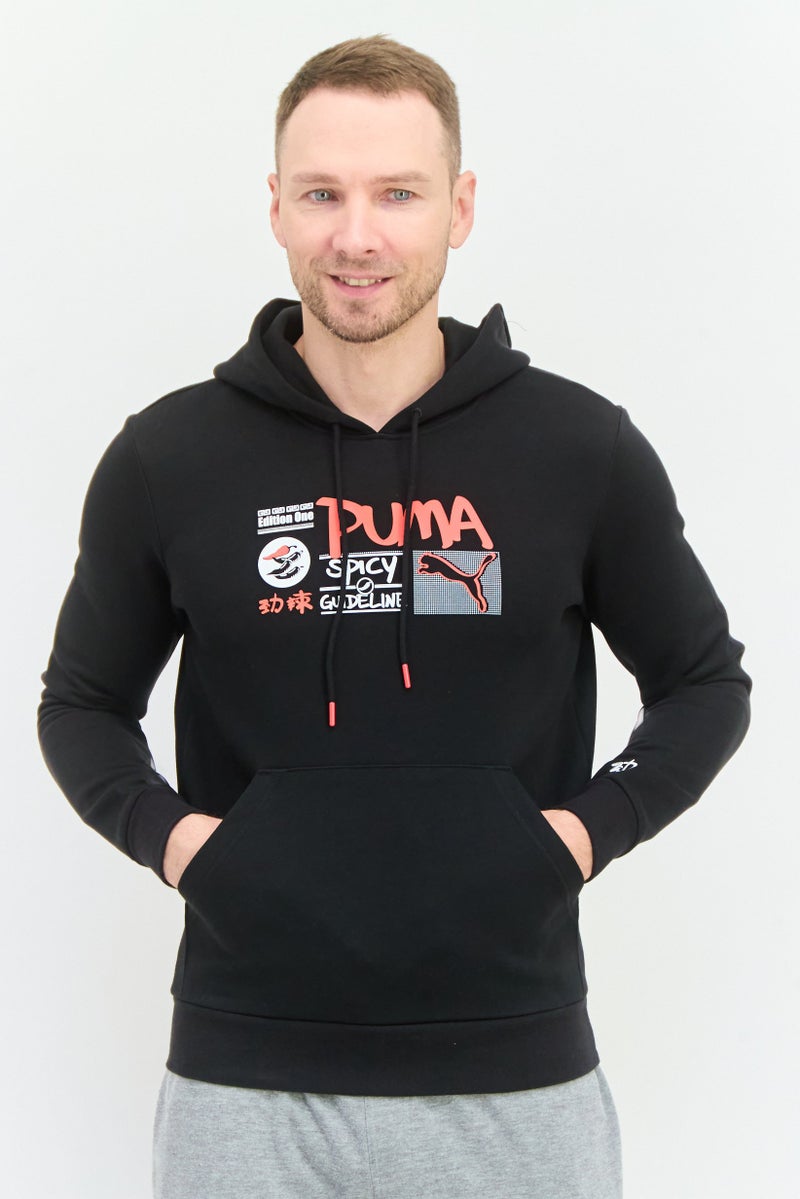 PUMA سويت شيرت بومّا إكس سيلكت للرجال بأكمام طويلة وغطاء رأس، أسود - Image 1