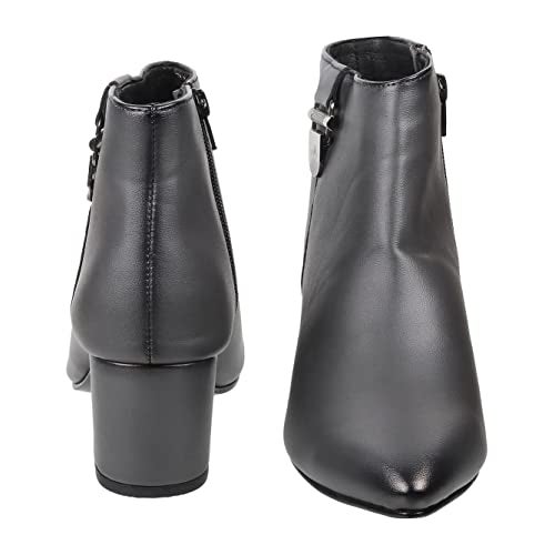 Metro Women Block Heel Ankle Boot Grey UK/7 EU/40 (31-66) - Image 5