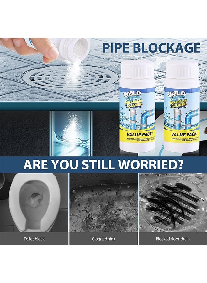 Googeer 2PCS Wild Tornado Pipe Dredge, Wild Tornado Sink And Drain Cleaner, Powerful Sink And Drain Cleaner Powder, Fast Foaming For Kitchen Toilet Pipeline Quick Cleaning Tool - Image 2