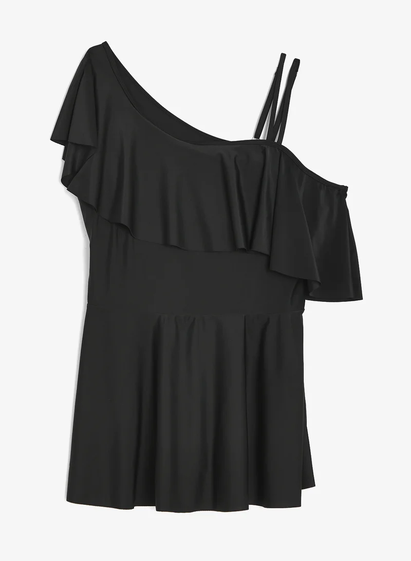 Ella Plus One Shoulder Ruffle Swimsuit With Skirt