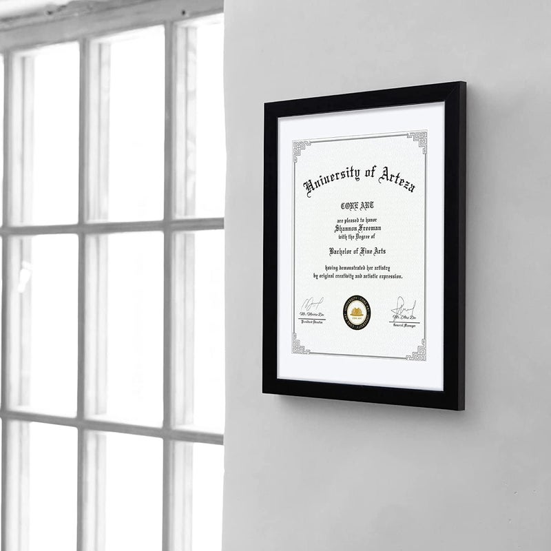 CORE ART 11x14 Black Certificate Frames with Mat,Display Diploma 8.5 x 11 or Document 11 x 14 without Mat,Multipack College Degree Frames for Wall or Tabletop Display,Set of 4 - Image 5