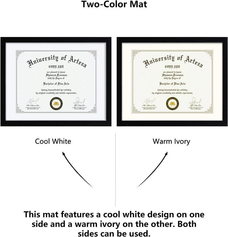 CORE ART 11x14 Black Certificate Frames with Mat,Display Diploma 8.5 x 11 or Document 11 x 14 without Mat,Multipack College Degree Frames for Wall or Tabletop Display,Set of 4 - Image 4