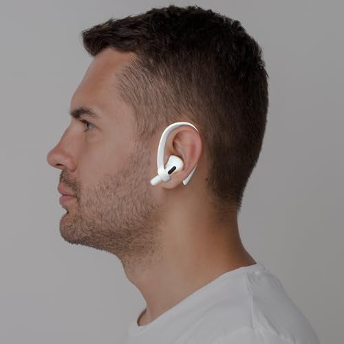ICARERSPACE 2 Pairs [Middle & Large] Ear Hooks Compatible with AirPods Pro 3, 2, Pro, AirPods 4, 3, 2 & 1, Upgraded Anti Slip Sports Clip Hooks for AirPods 1, 2, 3, 4,Pro, Pro 2 – White - Image 2