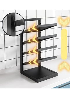 AIWANTO 4 Tier Floor Standing Kitchen Pot Storage Rack Layered Spacing Adjustable Corner Under Sink Household Multi-layer Black  - Image 3