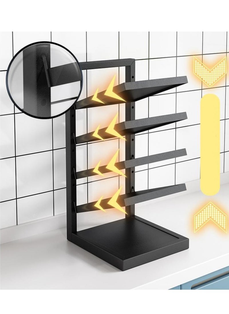 AIWANTO 4 Tier Floor Standing Kitchen Pot Storage Rack Layered Spacing Adjustable Corner Under Sink Household Multi-layer Black  - Image 3