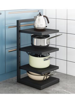 AIWANTO 4 Tier Floor Standing Kitchen Pot Storage Rack Layered Spacing Adjustable Corner Under Sink Household Multi-layer Black  - Image 1