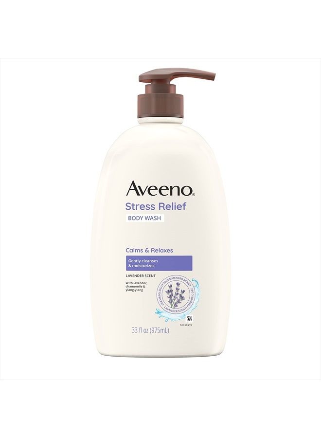 Aveeno Stress Relief Body Wash with Soothing Oat, Gently Cleanses and Moisturizes with Lavender Scent, Chamomile & Ylang-Ylang Essential Oils, Dye-Free & Soap-Free Calming Body Wash, 33 fl. oz - Image 1