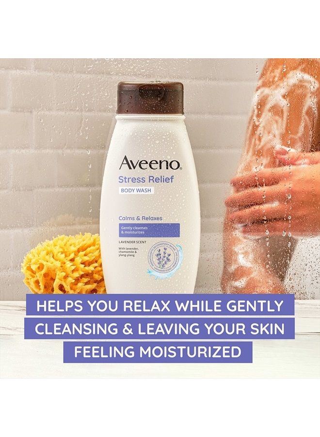 Aveeno Stress Relief Body Wash with Soothing Oat, Gently Cleanses and Moisturizes with Lavender Scent, Chamomile & Ylang-Ylang Essential Oils, Dye-Free & Soap-Free Calming Body Wash, 33 fl. oz - Image 3