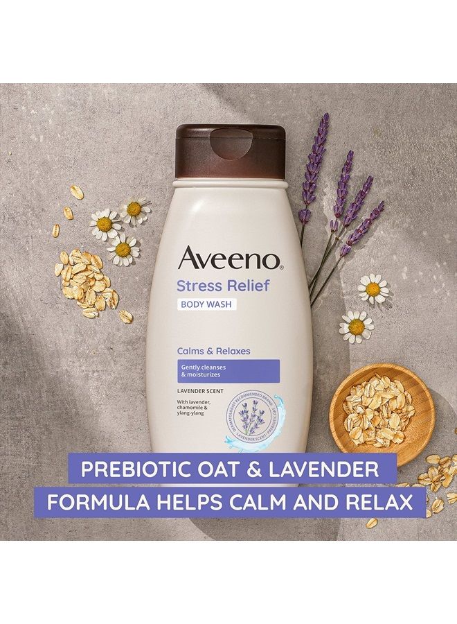 Aveeno Stress Relief Body Wash with Soothing Oat, Gently Cleanses and Moisturizes with Lavender Scent, Chamomile & Ylang-Ylang Essential Oils, Dye-Free & Soap-Free Calming Body Wash, 33 fl. oz - Image 4