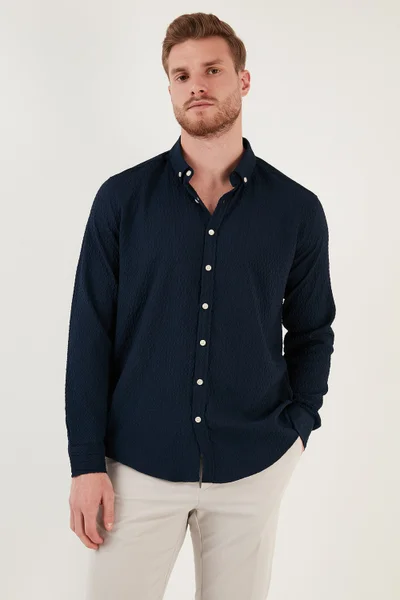 Buratti Cotton Striped Button Collar Long Sleeve Regular Fit Shirt Men's SHIRT CF23S112237