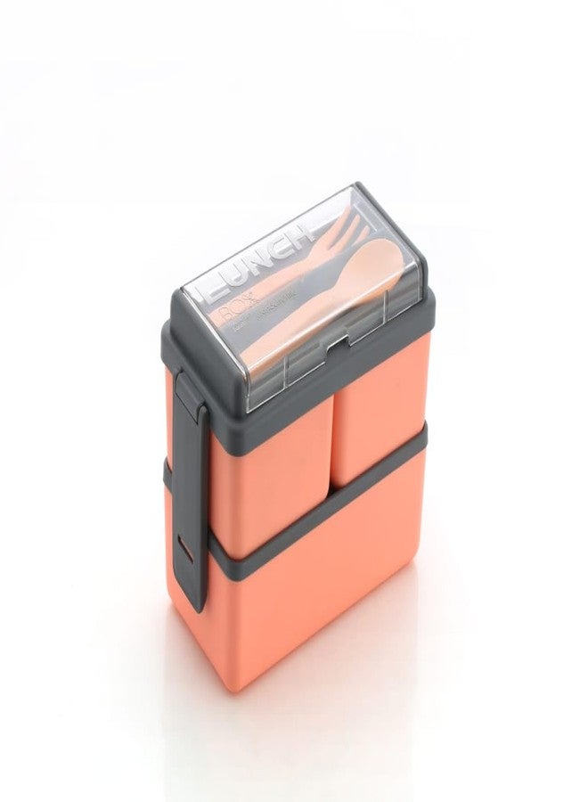 Finner Reusable Lunch Box Executive Box Adult Lunch Box Salad Lunch Container Tiffin Box Lunch Box for Kids Childrens Durable Perfect Size Safety Lock Airtight Tableware (Peach) - Image 1