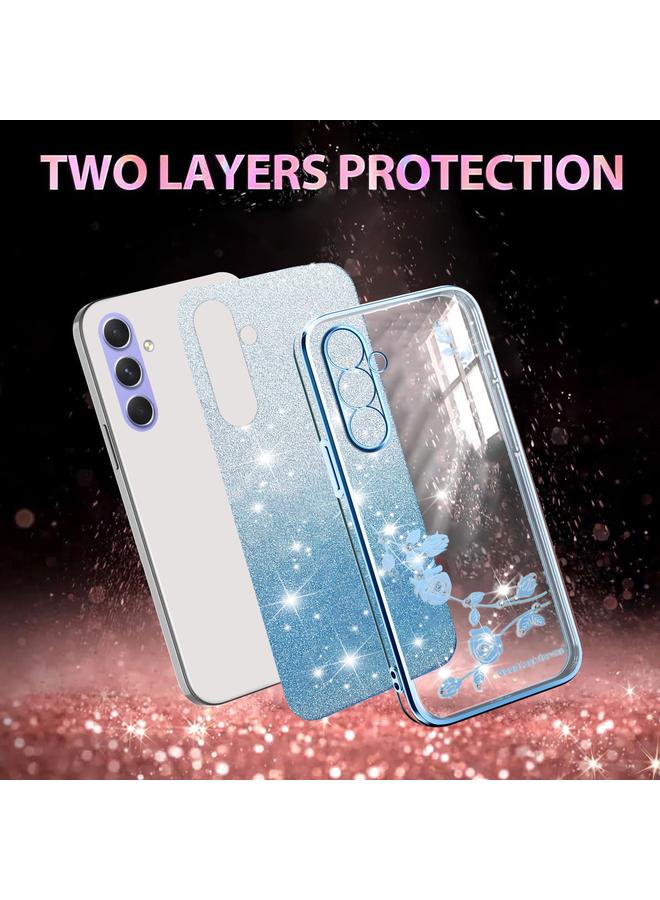 اس-توب جراب لهاتف Samsung Galaxy A54 5G، جراب هاتف شامل بنقشة زهور لامعة متدرجة - Image 2