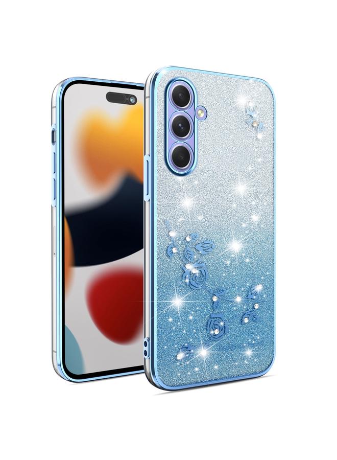 اس-توب جراب لهاتف Samsung Galaxy A54 5G، جراب هاتف شامل بنقشة زهور لامعة متدرجة - Image 1