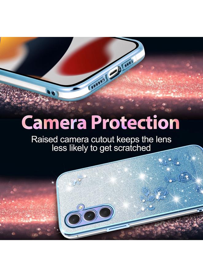 اس-توب جراب لهاتف Samsung Galaxy A54 5G، جراب هاتف شامل بنقشة زهور لامعة متدرجة - Image 5