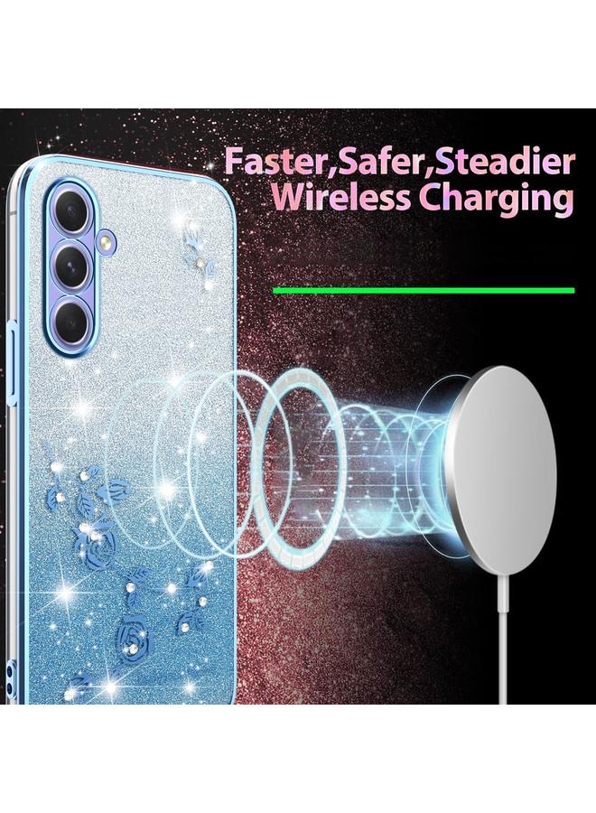 اس-توب جراب لهاتف Samsung Galaxy A54 5G، جراب هاتف شامل بنقشة زهور لامعة متدرجة - Image 3