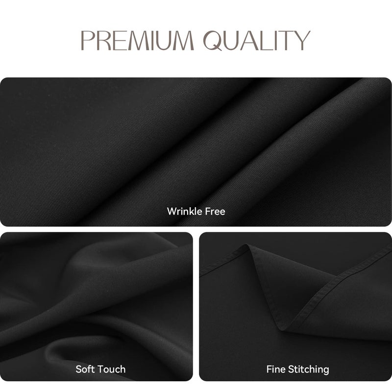 Romanstile Round Waterproof Tablecloth, Stain Resistant Washable Table Cloths Wrinkle Free Polyester Table Covers for Kitchen Dining Party Wedding Indoor and Outdoor - Black, 70 Inch - Image 4