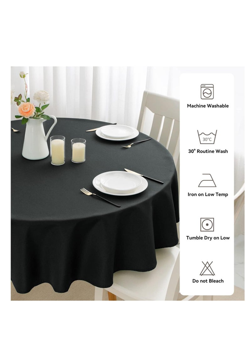 Romanstile Round Waterproof Tablecloth, Stain Resistant Washable Table Cloths Wrinkle Free Polyester Table Covers for Kitchen Dining Party Wedding Indoor and Outdoor - Black, 70 Inch - Image 2