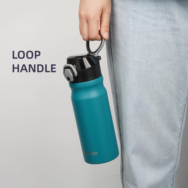 Konokyo Insulated Water Bottle with Straw and Carry Loop,18 oz Stainless Steel Double Wall Vaccum Metal Water Flask with Leak-proof Lid,Blue - Image 5