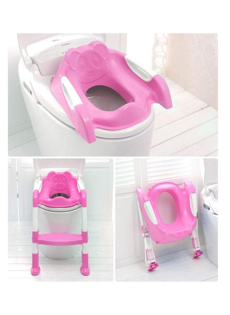 AMM Girls' Ultimate Foldable Potty Training Chair, Non Slip Ladder Comfort Handles and Splash Guard for Confident Toileting, Pink  - Image 3