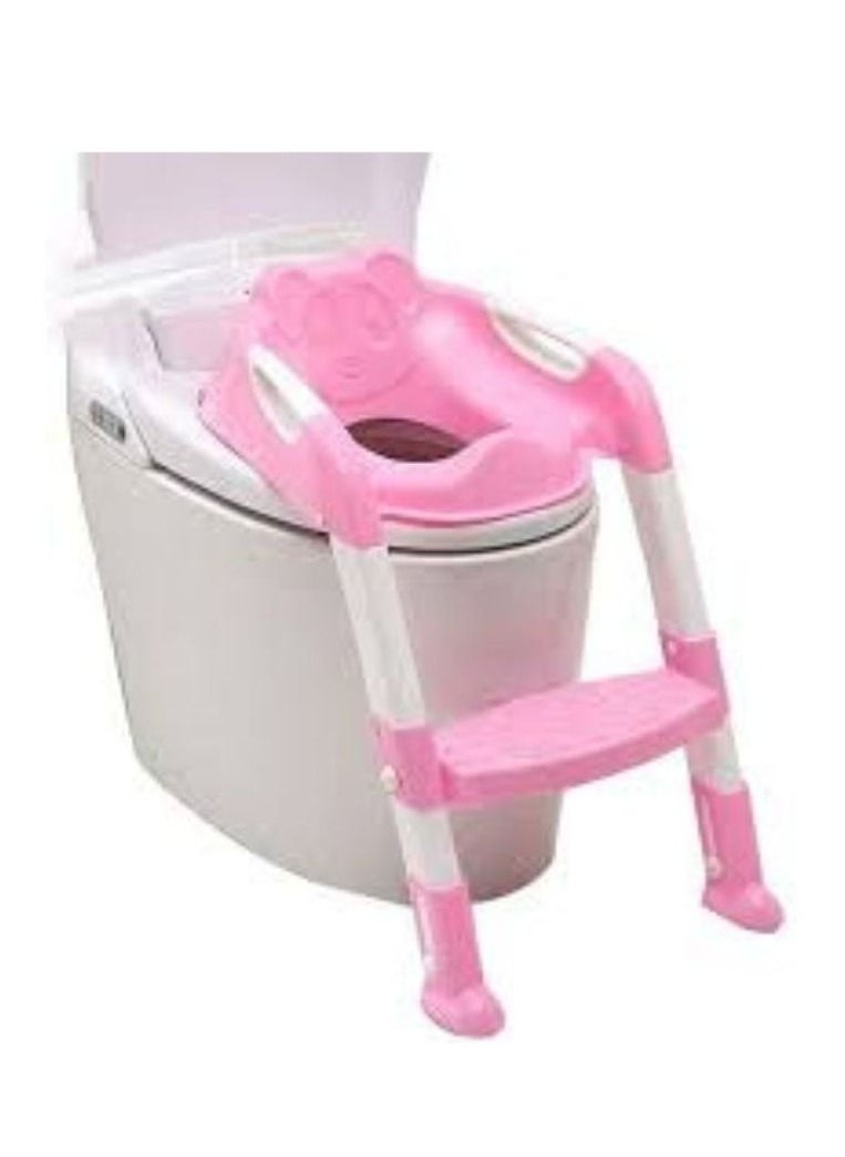 AMM Girls' Ultimate Foldable Potty Training Chair, Non Slip Ladder Comfort Handles and Splash Guard for Confident Toileting, Pink  - Image 1