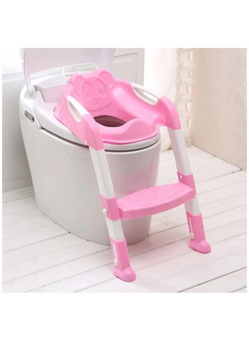 AMM Girls' Ultimate Foldable Potty Training Chair, Non Slip Ladder Comfort Handles and Splash Guard for Confident Toileting, Pink  - Image 2