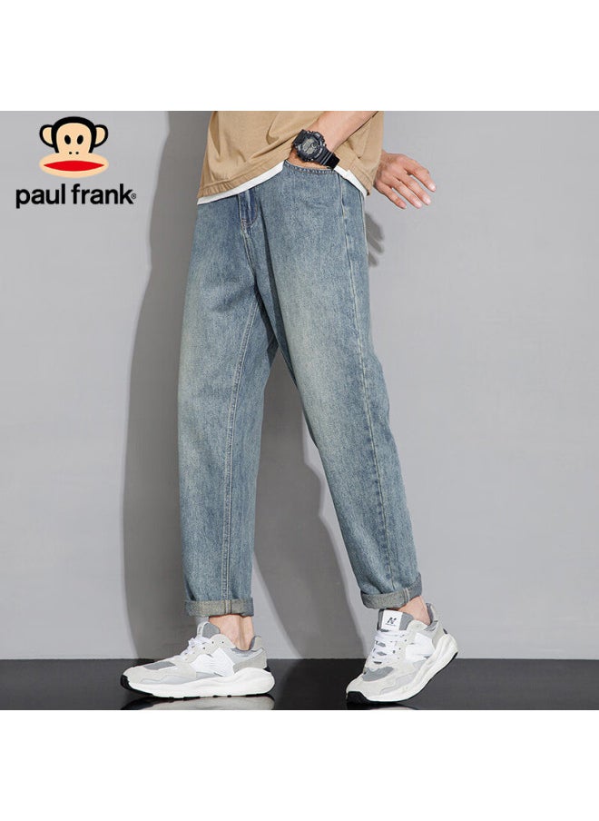 Paul Frank Men's Spring Straight Jeans Men's Loose American Retro Casual Pants Men's Pants Blue 34