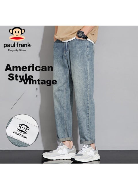 Paul Frank Men's Spring Straight Jeans Men's Loose American Retro Casual Pants Men's Pants Blue 34