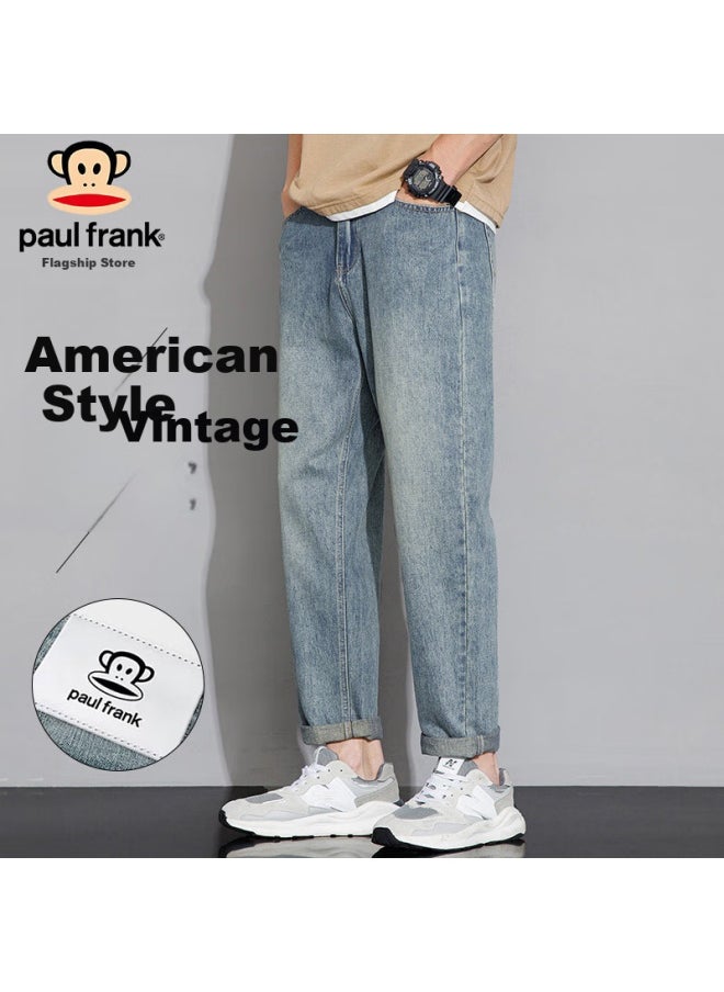 Paul Frank Men's Spring Straight Jeans Men's Loose American Retro Casual Pants Men's Pants Blue 34