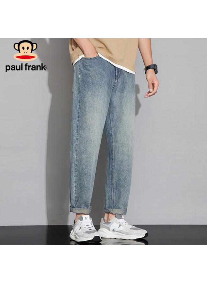 Paul Frank Men's Spring Straight Jeans Men's Loose American Retro Casual Pants Men's Pants Blue 34