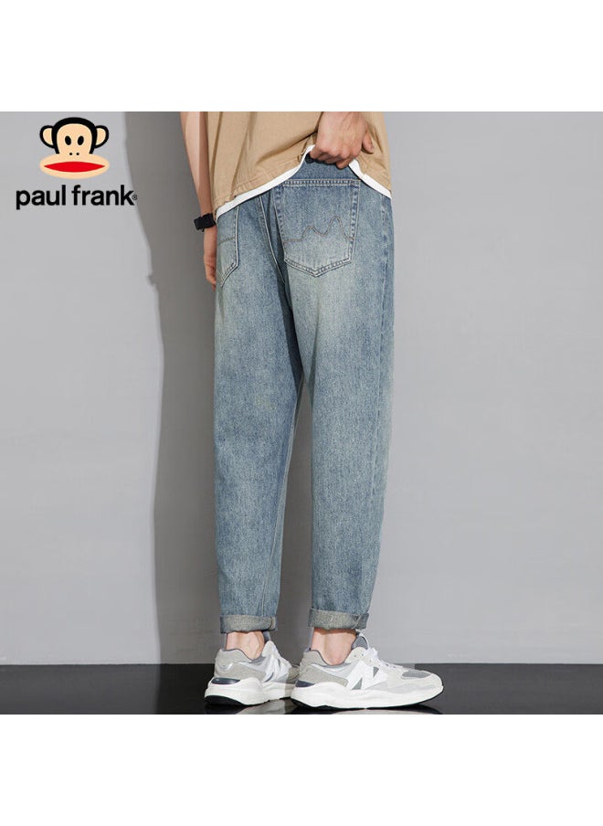 Paul Frank Men's Spring Straight Jeans Men's Loose American Retro Casual Pants Men's Pants Blue 34