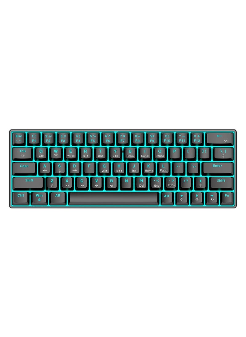 T-WOLF - 60% Wired Mechanical Gaming Keyboard RGB Backlit Ultra-Compact Mini Keyboard Waterproof Mini Compact 63 Keys Keyboard for PC Mac Gamer Typist Travel Easy to Carry on Business Trip - Image 1
