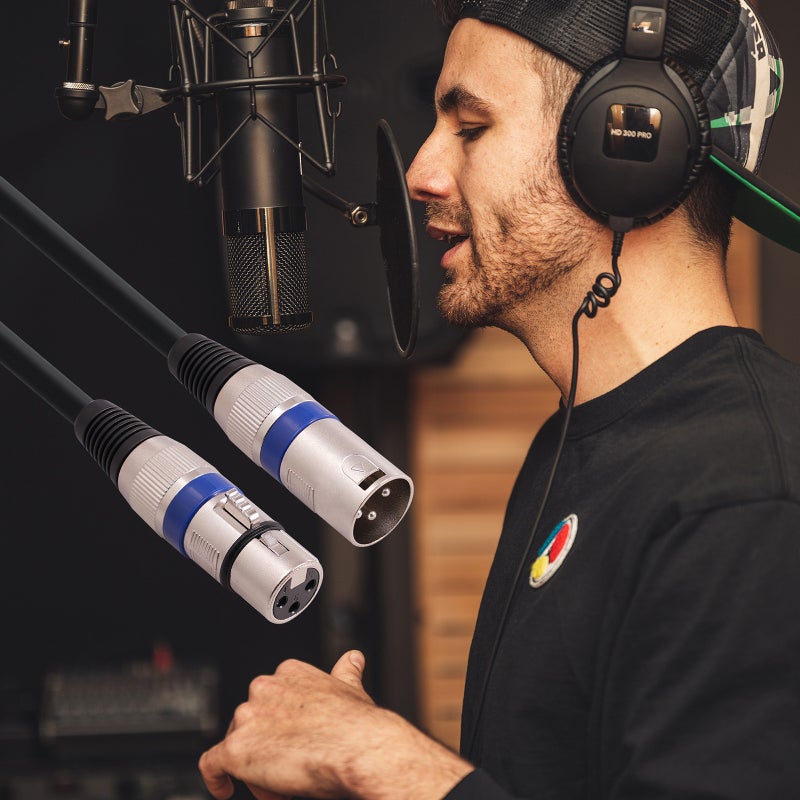 كابل XLR بثلاثة دبابيس 10 قطع بموصلات من الزنك المعدني الأسود - كابل إضاءة DMX للمسرح موثوق بانتقال إشارة مستقر لأداءات المسرح والتكوينات الصوتية المنزلية - Image 4