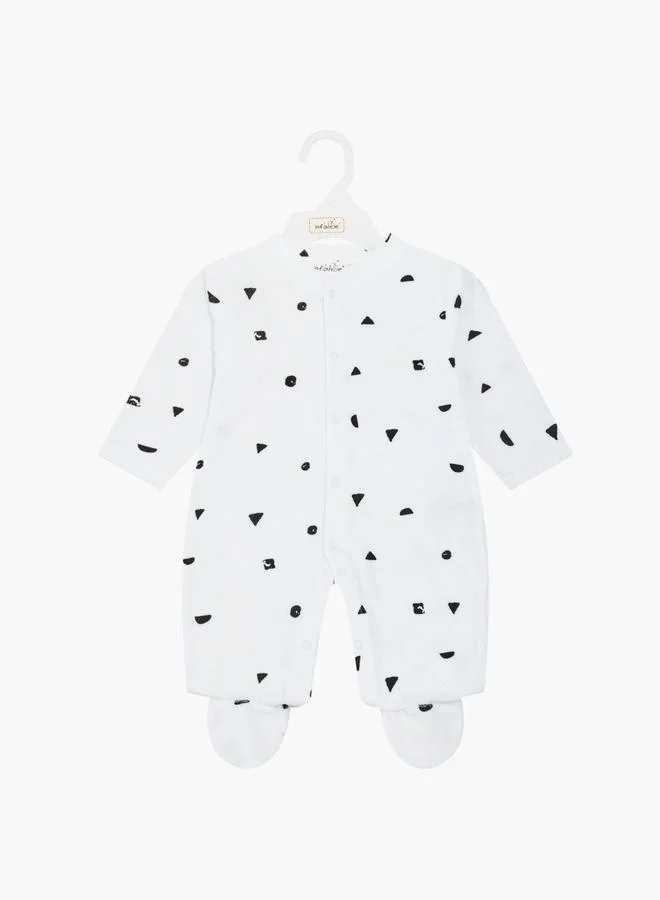 infancie Baby Girls Printed Velour Footed Sleepsuit