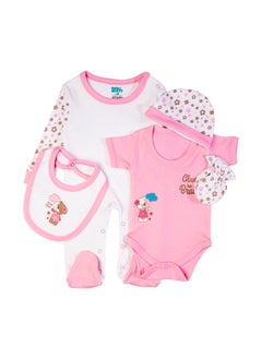 Babies Basic 5 Piece Unisex 100% Cotton Gift Set Include Bib, Romper, Mittens, Cap And Sleepsuit/Jumpsuit - Always Be Brave  - Image 2