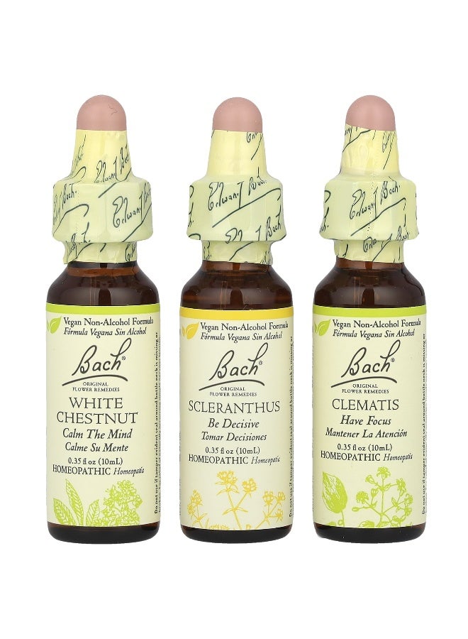 Bach باخ، علاجات الزهور الأصلية، مجموعة التركيز، وضوح العقل، 3 قطارات، 0.35 أونصة سائلة (10 مل) لكل منها - Image 1