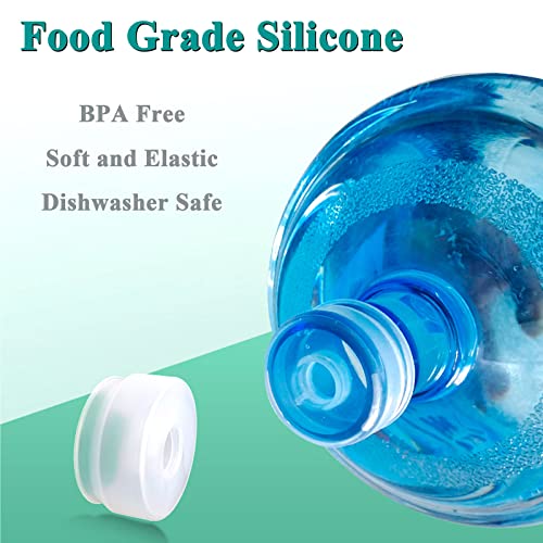 LhyBtm 3 & 5 Gallon Water Jug Cap Reusable Silicone Replacement Cap Lids, Non Spill 55mm Water Bottle Caps for Snap Top Bottle and Water Dispenser Plastic Bottles (Pack of 2) - Image 4